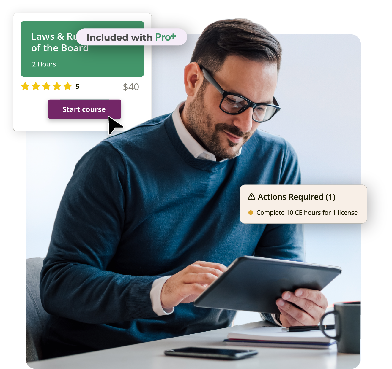 CE Broker Pro+ course history dashboard