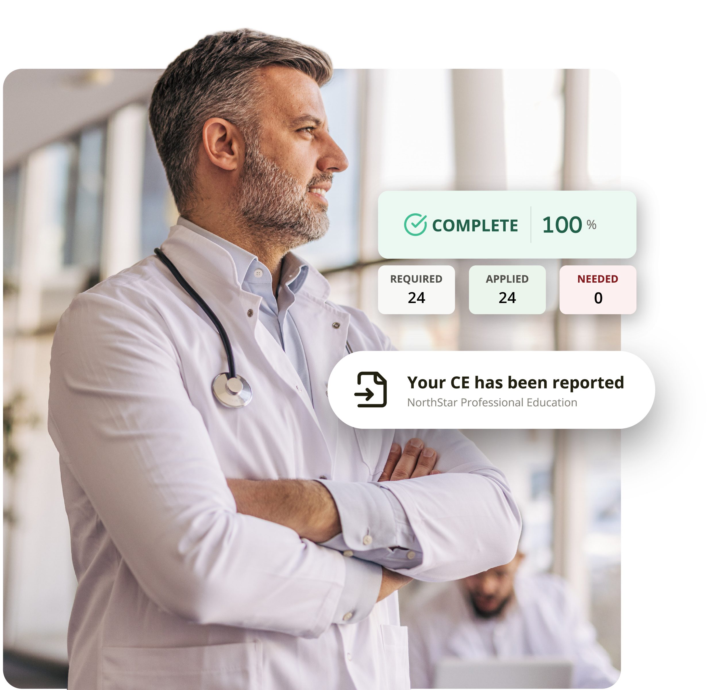 CE Broker dashboard on desktop showing complete compliance status