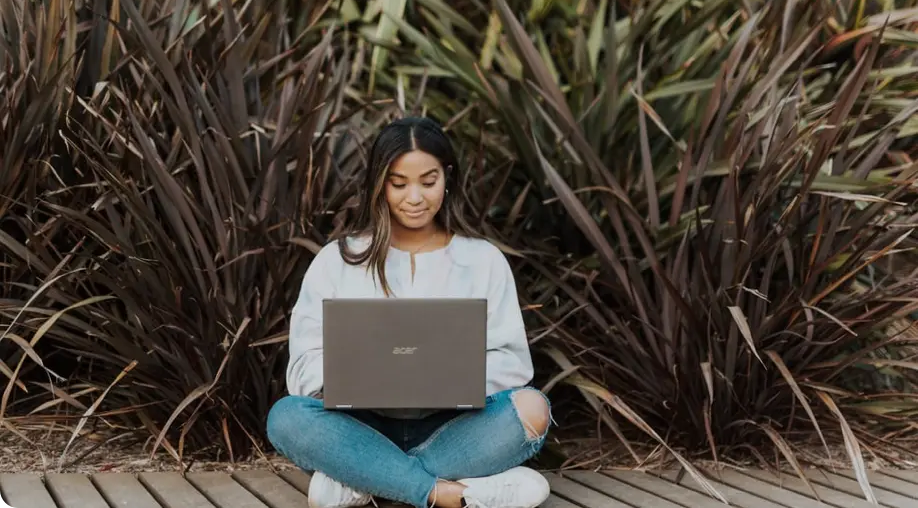 Woman using a laptop